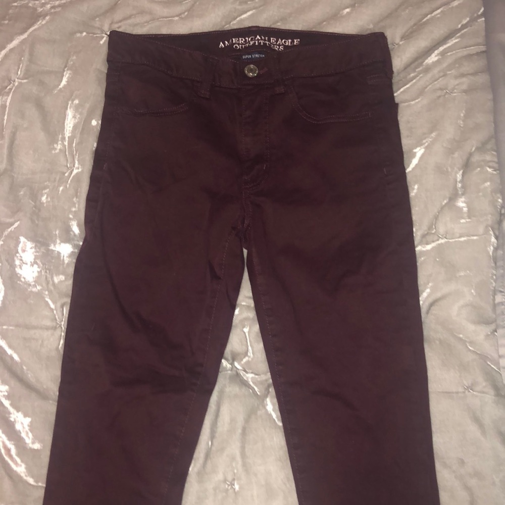 AE Burgundy Hi Rise Jeggings Sz 6 short